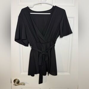Black Wrap Dress with Belt